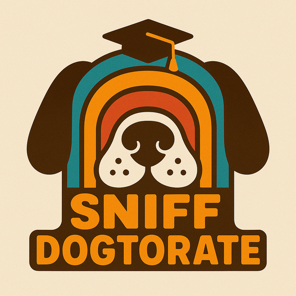 Logo showing dog in a graduation cap, text reading "Sniff Dogtorate" (the company name)